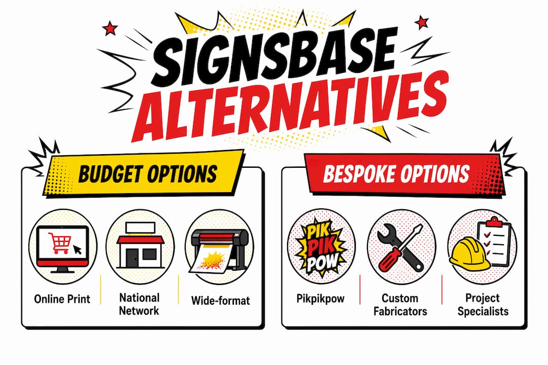 Infographic comparing signage supplier categories