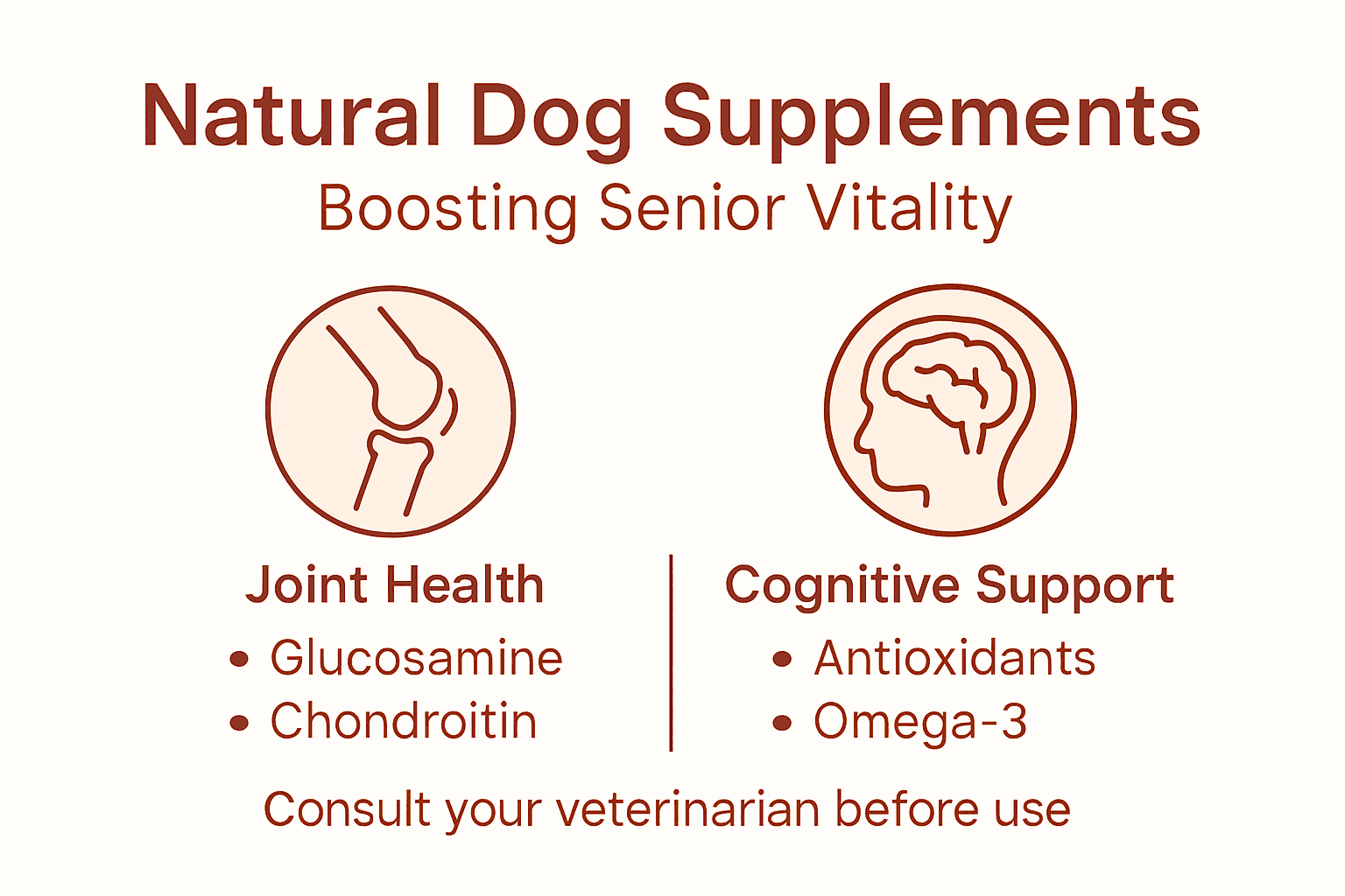 Infographic detailing key senior dog supplements