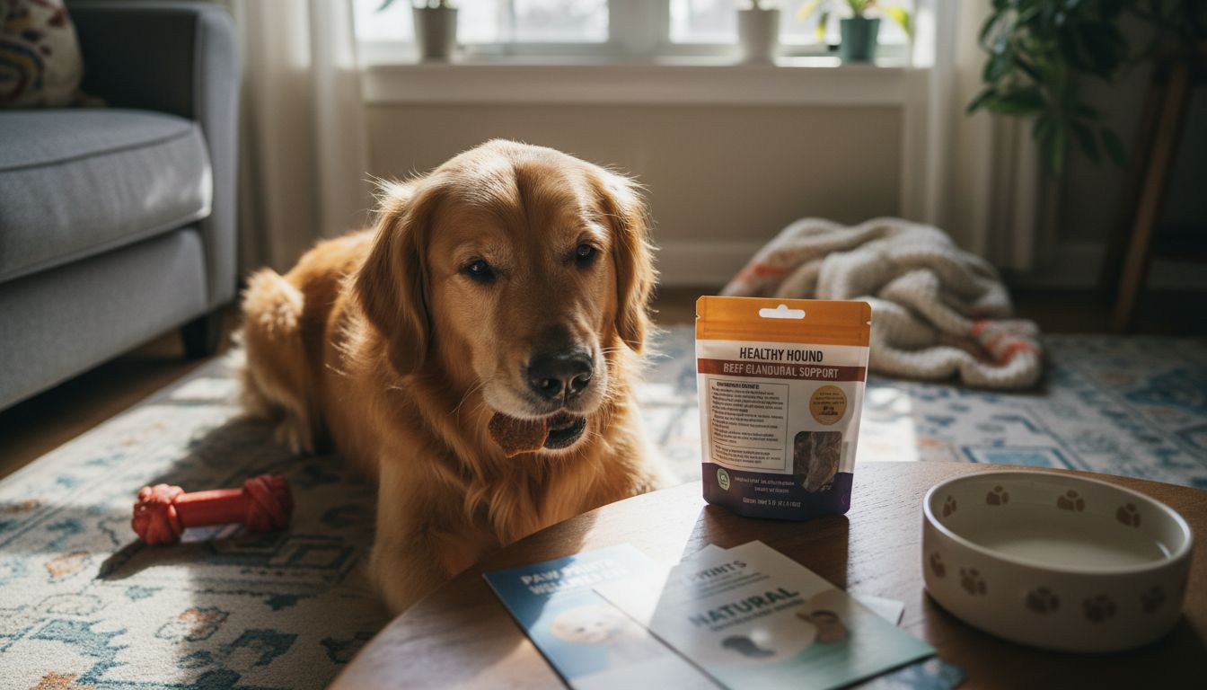 Dog chewing glandular supplement treat at home