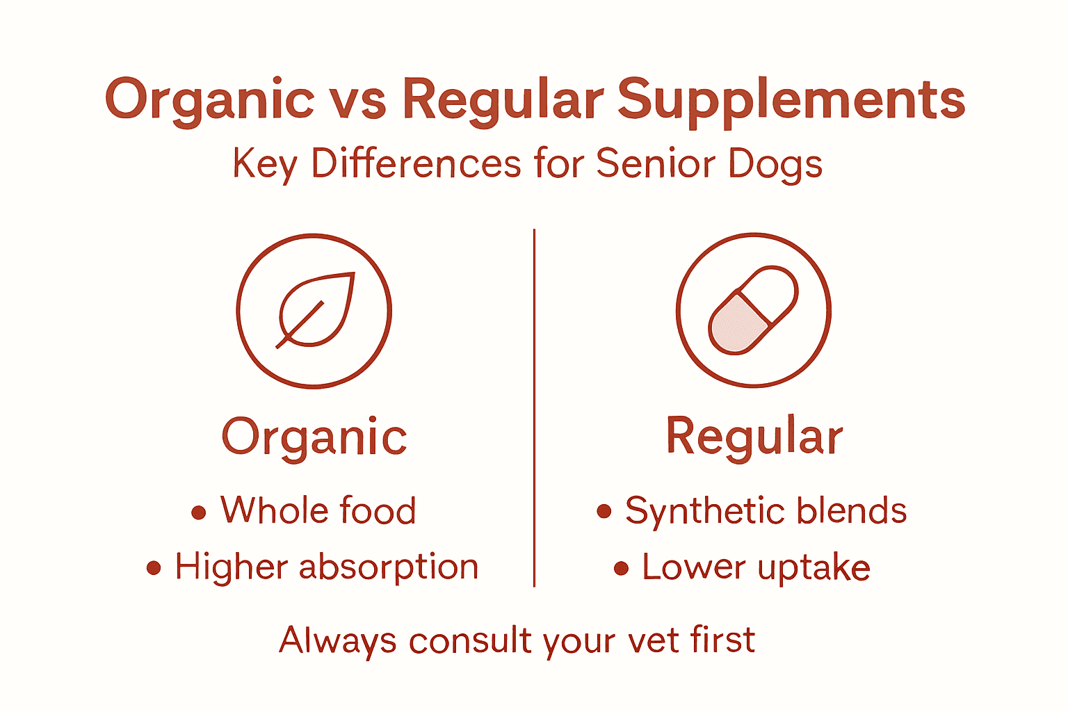 Infographic comparing organic and regular supplements