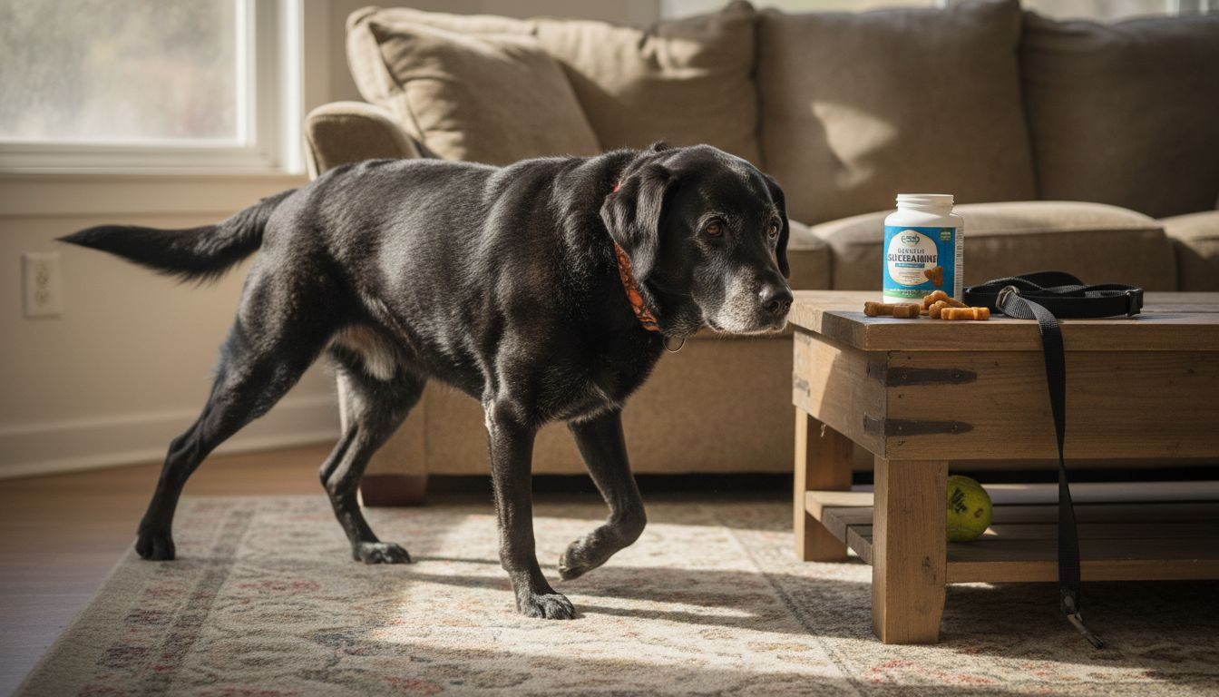 Older dog with glucosamine supplement and treats