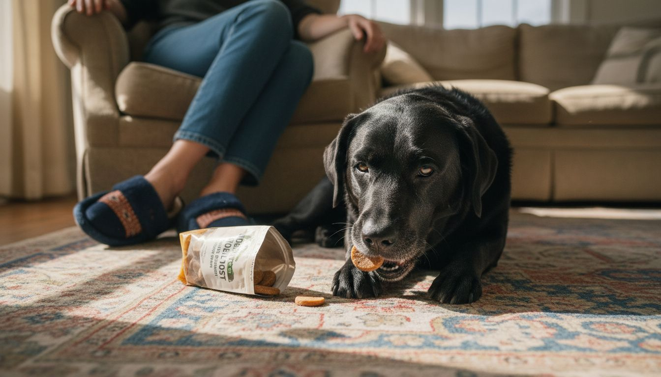 Dog enjoys chewable joint supplement treat