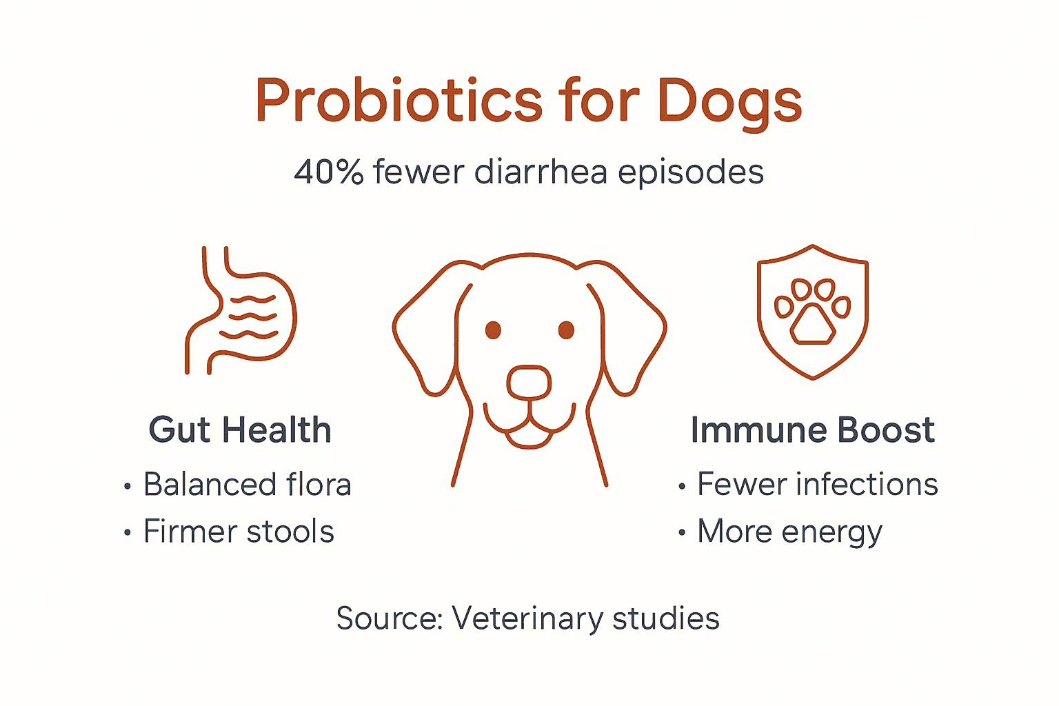 Infographic, probiotics reduce diarrhea in dogs