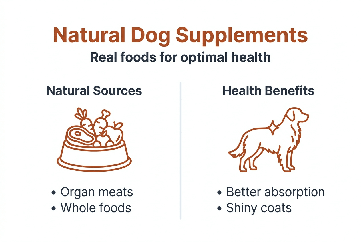 Infographic summarizing natural dog supplement benefits