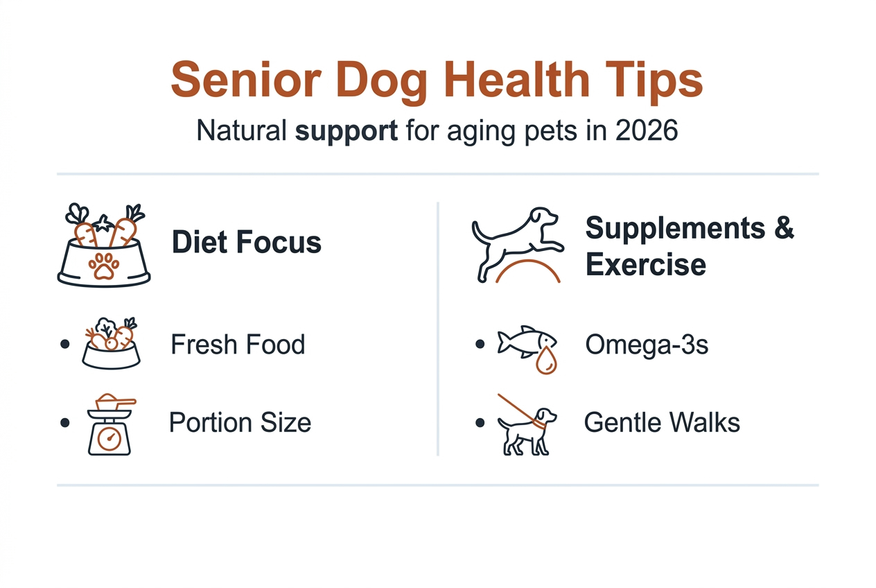 Infographic on senior dog natural health tips