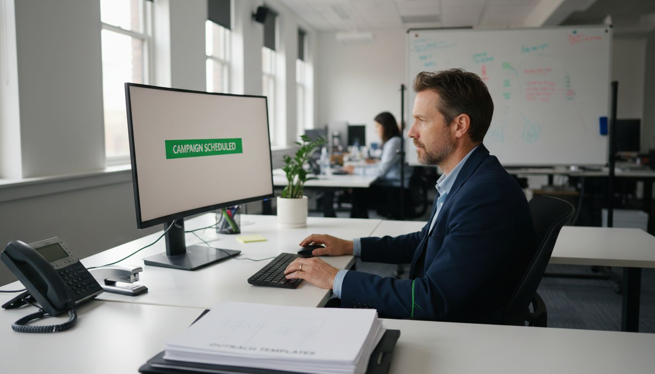 Manager scheduling digital outreach campaign