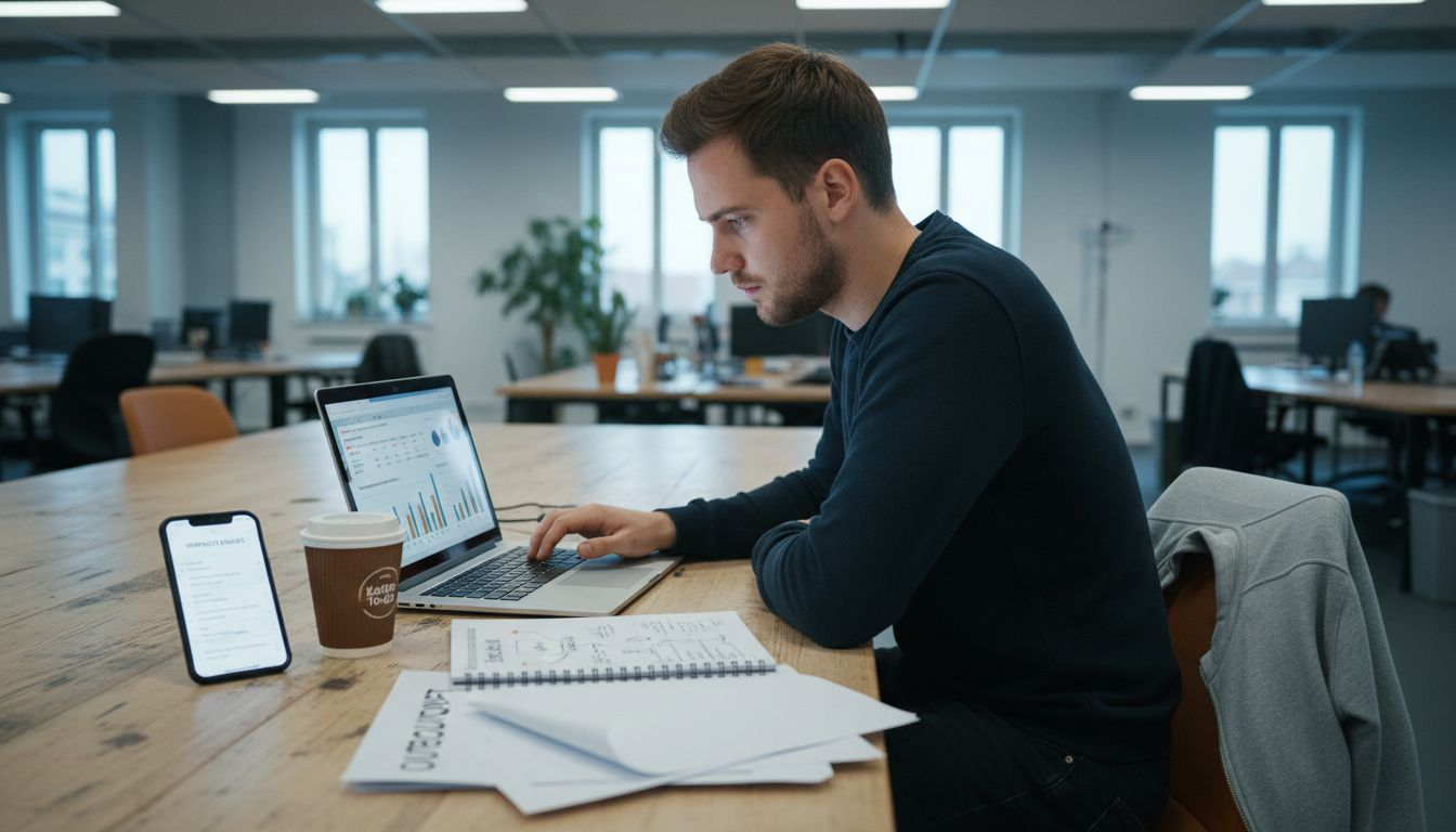 Ein Marketingexperte setzt gezielt moderne Analysetools ein, um potenzielle Kunden aktiv anzusprechen.