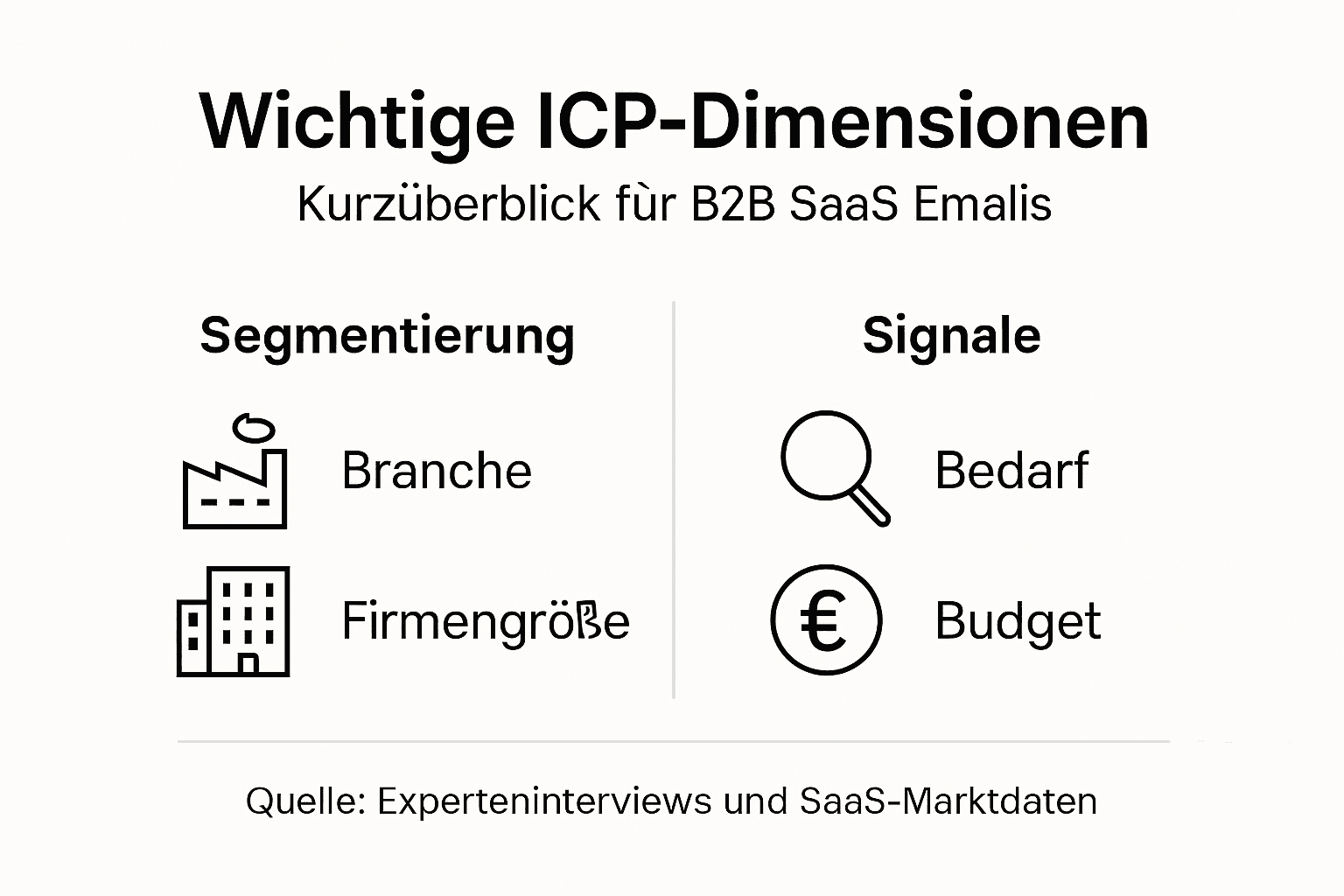 Übersichtsgrafik zu den wichtigsten ICP-Kriterien und Zielgruppen
