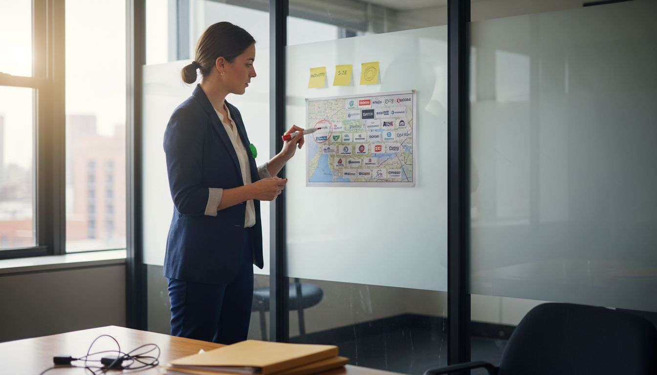 Professional analyzing B2B company targets