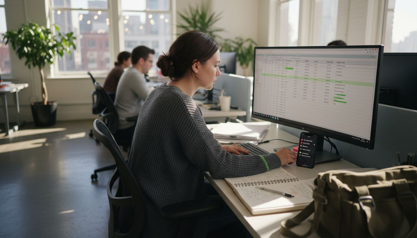 Professional analyzing AI-generated lead profiles