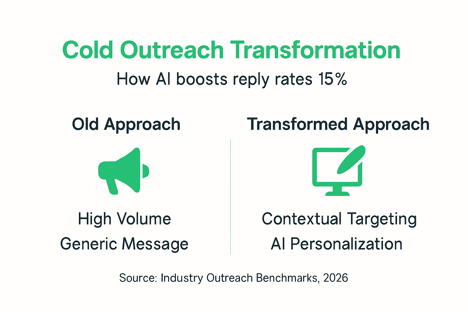 Infographic contrasting old vs AI outreach