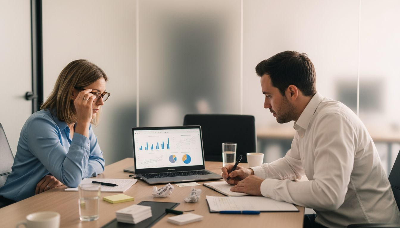 Ein Team analysiert gemeinsam datenbasierte Erkenntnisse, die mithilfe von KI gewonnen wurden.