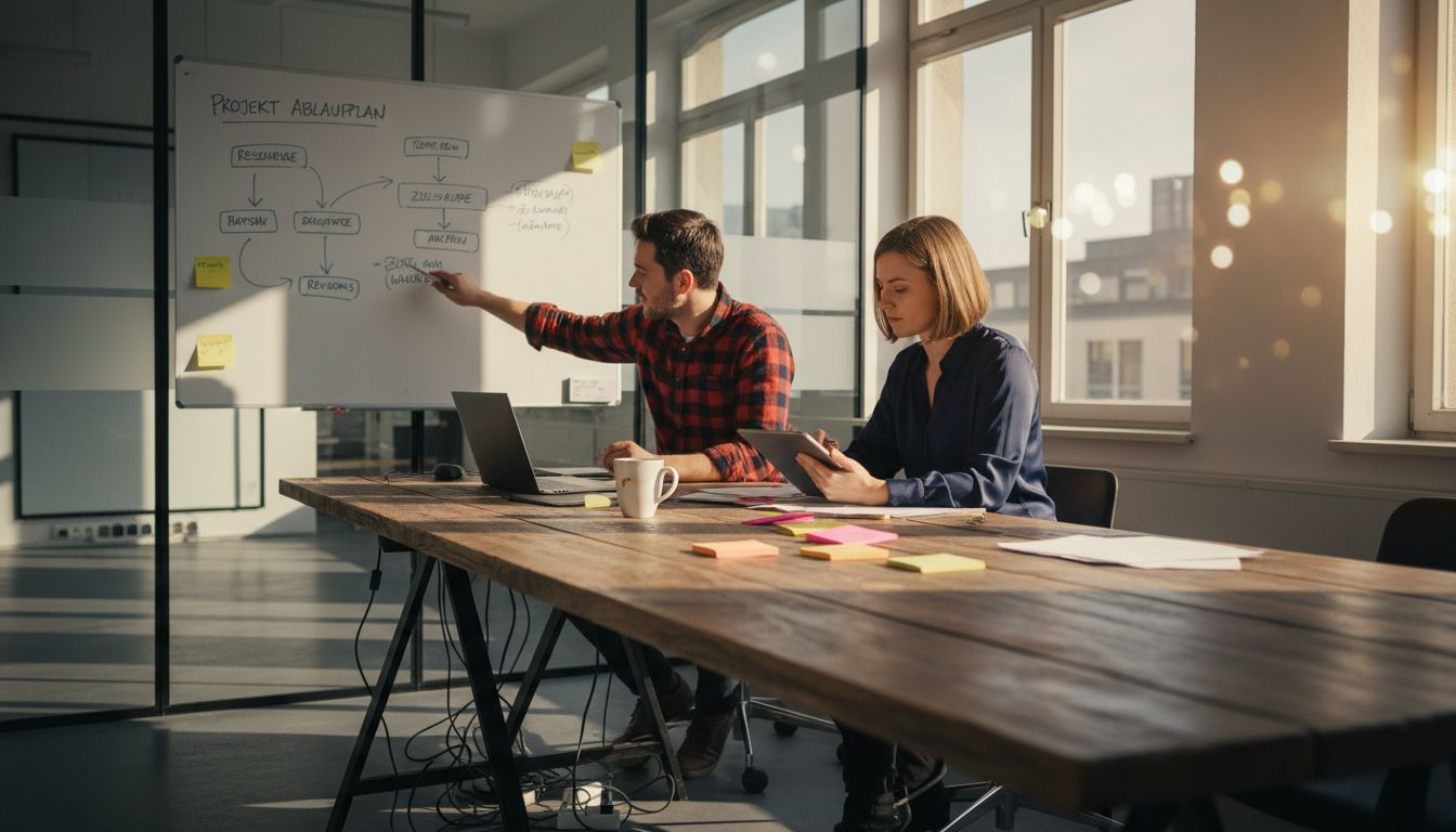 Mitarbeiter stimmen sich zur Planung der Outreach-Strategie ab