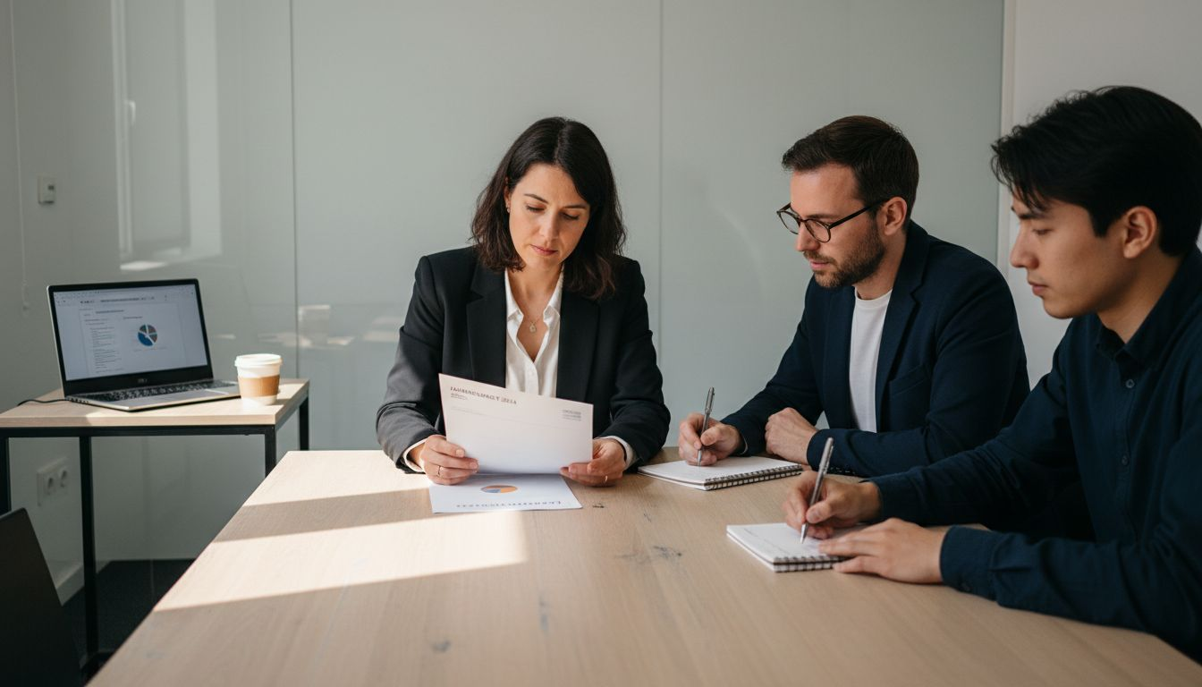 Das SaaS-Vertriebsteam bespricht im Meeting neue Vertriebsstrategien.