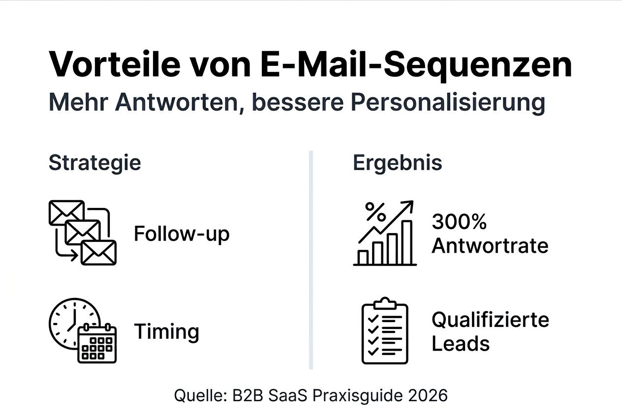 Eine übersichtliche Infografik veranschaulicht, warum E-Mail-Sequenzen besonders effektiv sind und welche Vorteile sie bieten.