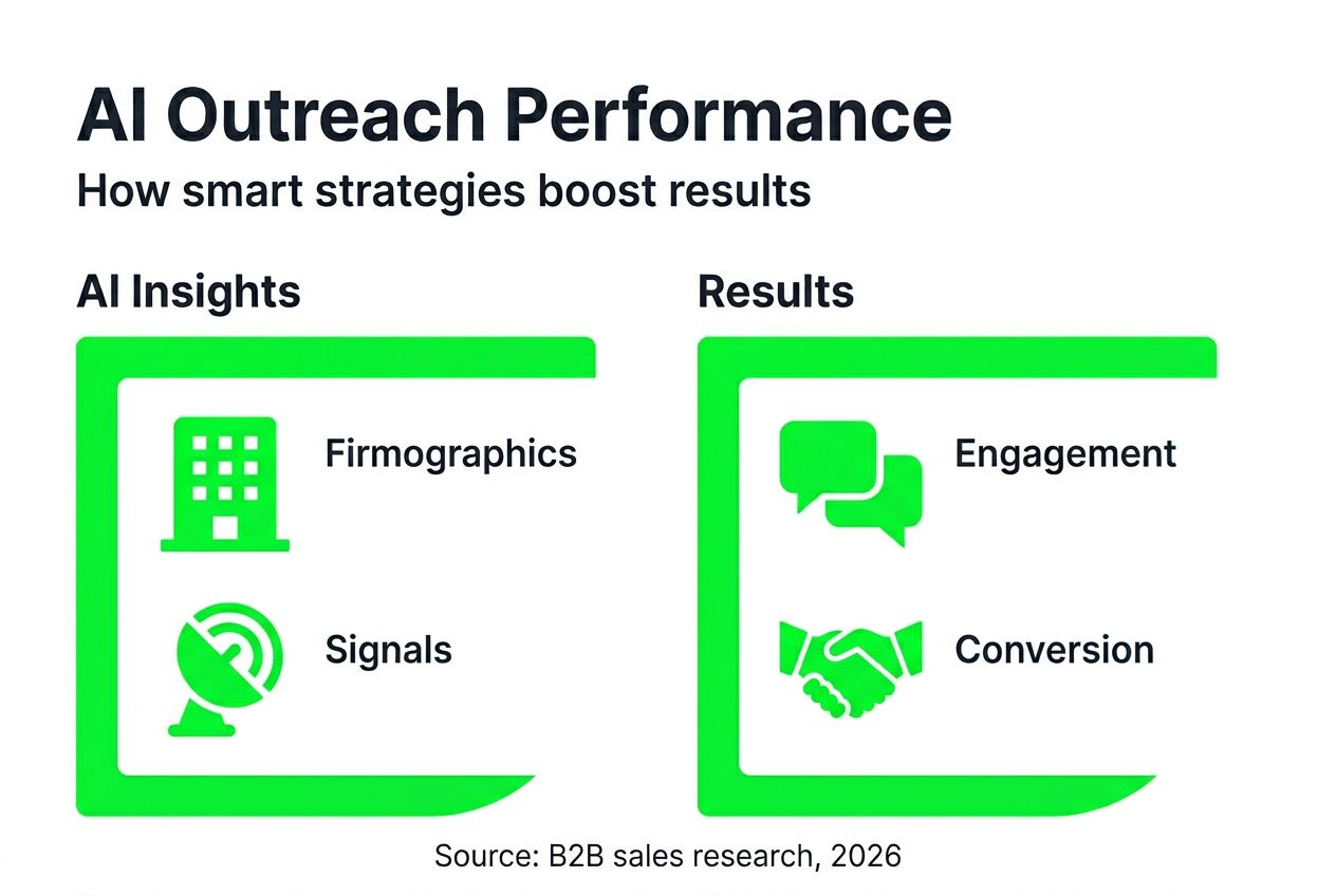 Infographic comparing AI outreach strategies and results