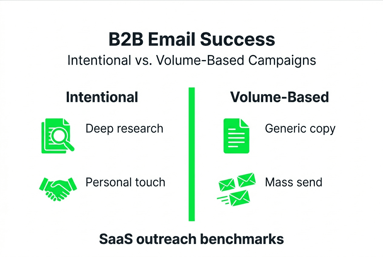 Infographic comparing intentional and volume-based campaigns