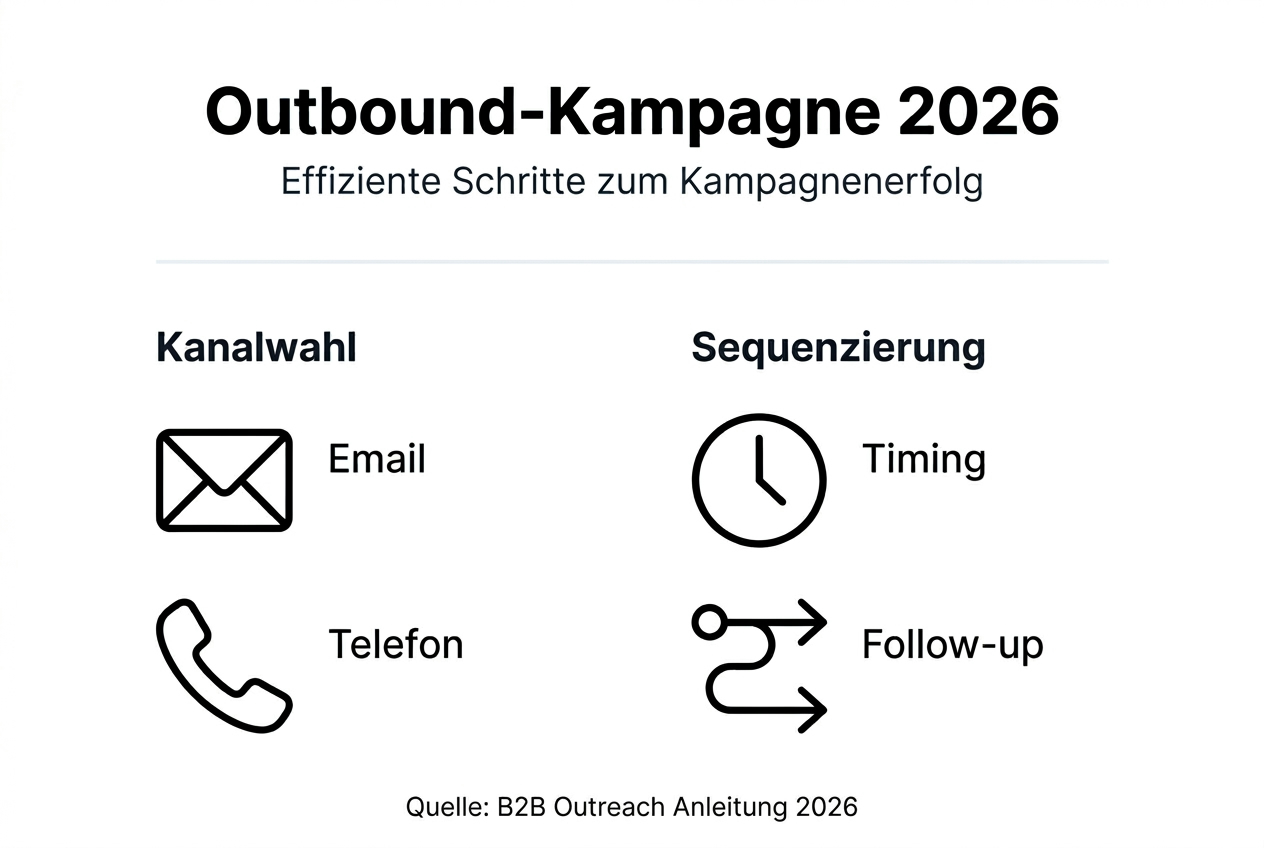 Übersichtsgrafik: Welche Kanäle eignen sich für Outbound-Maßnahmen und wie sieht die optimale Reihenfolge aus?