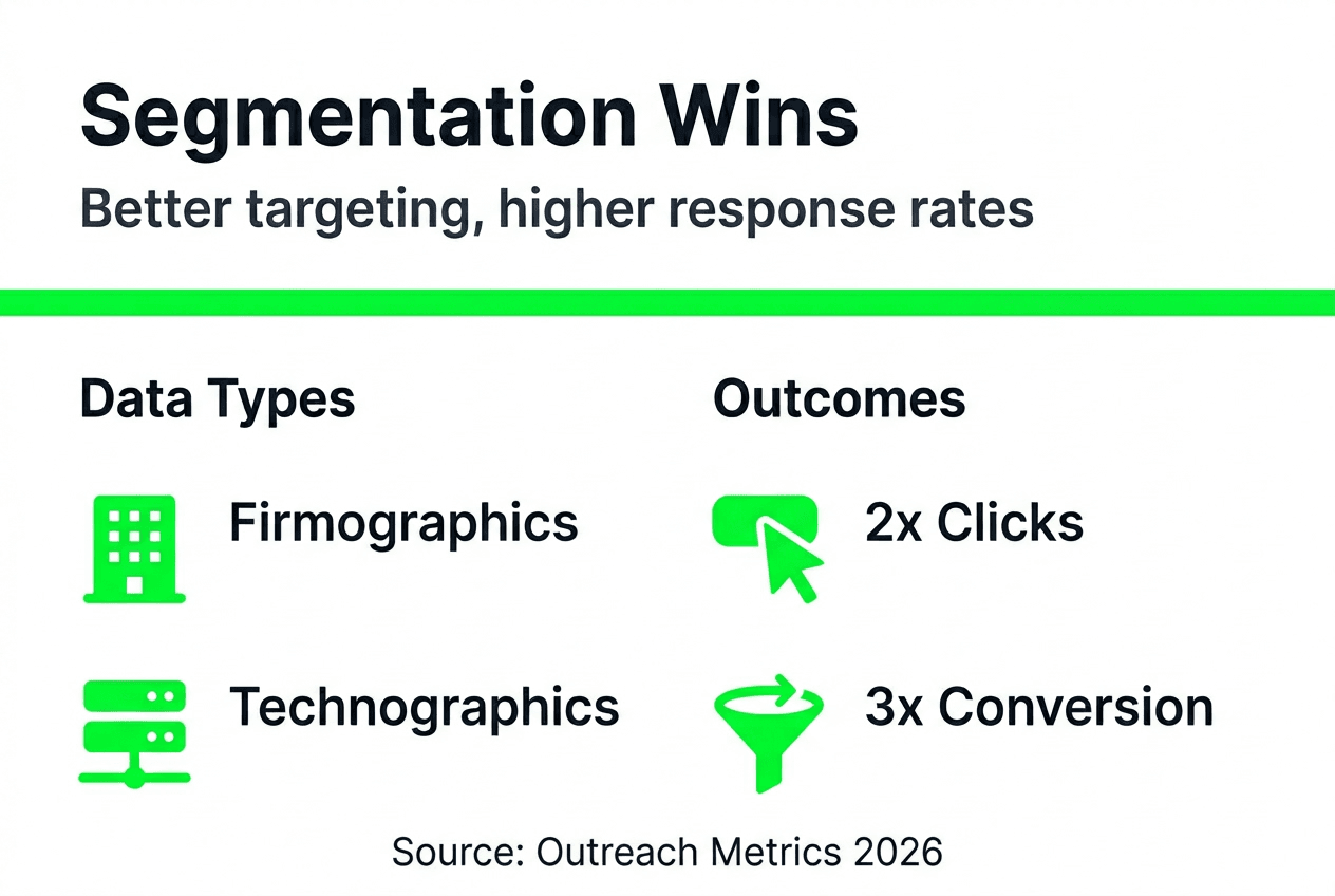 Infographic on segmentation and cold outreach results