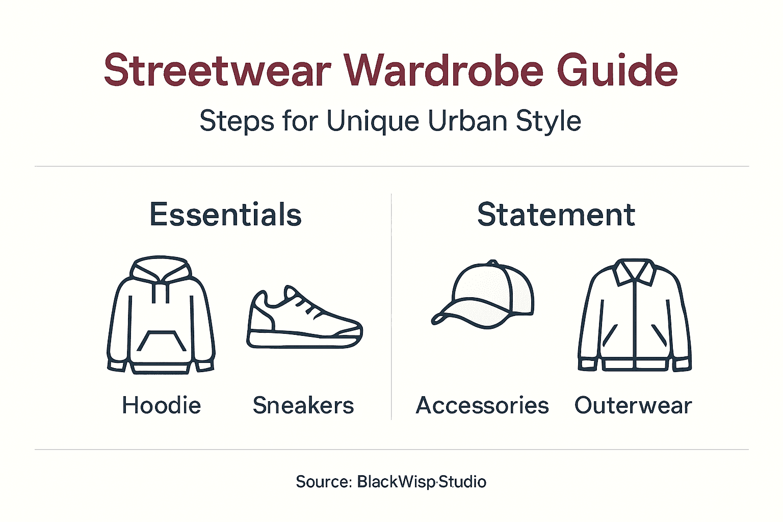 Infographic showing streetwear wardrobe steps
