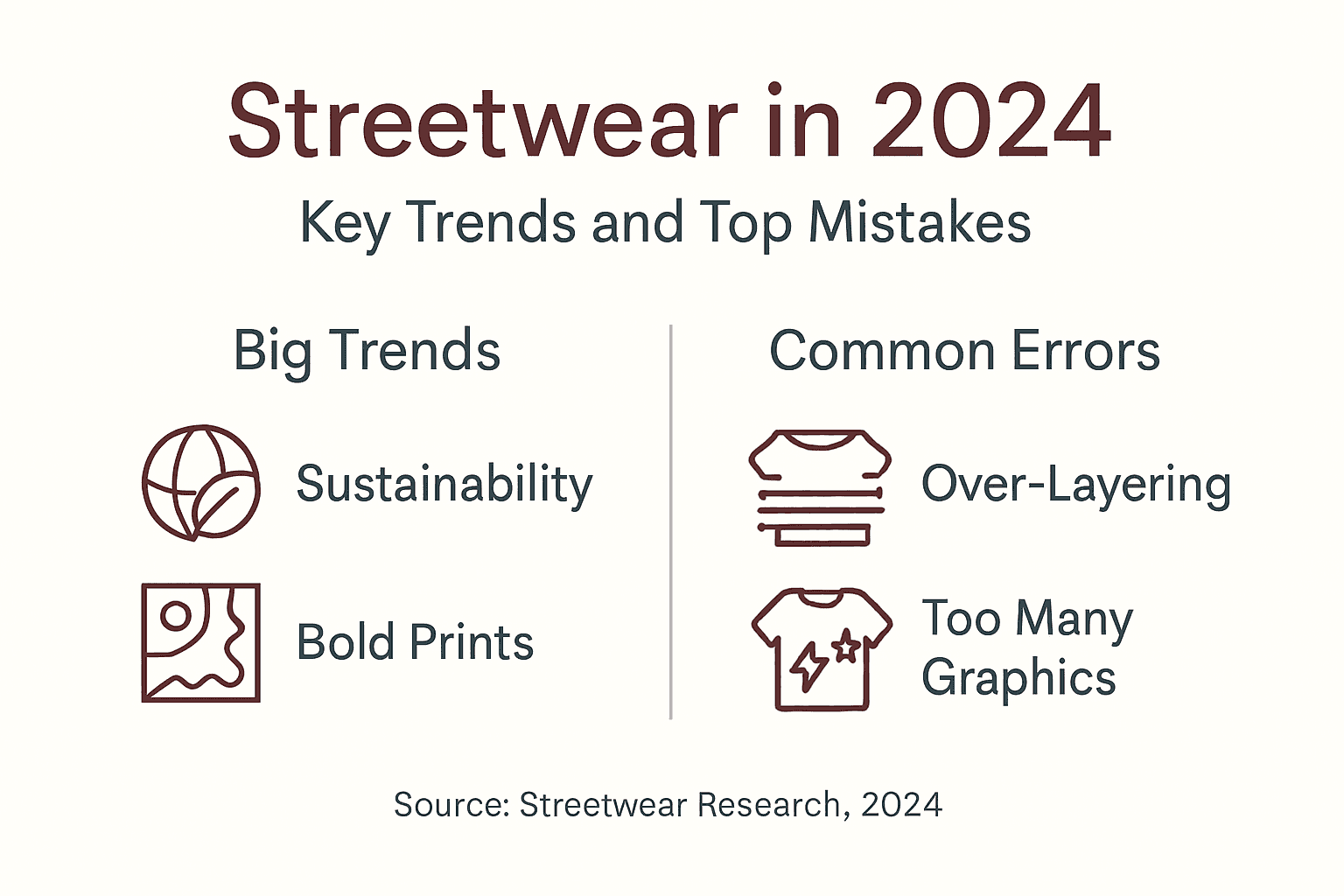 Infographic of 2024 streetwear trends and mistakes