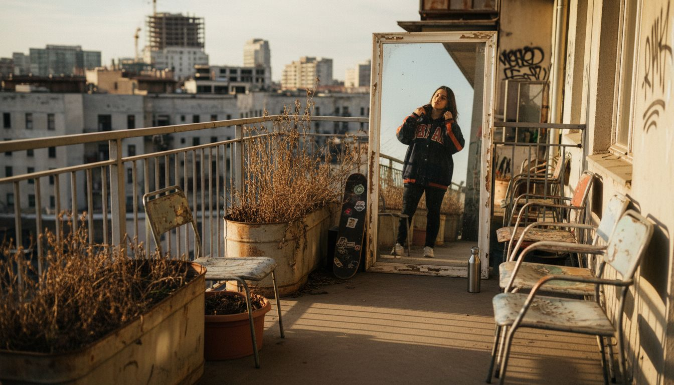 Young woman expressing style in streetwear