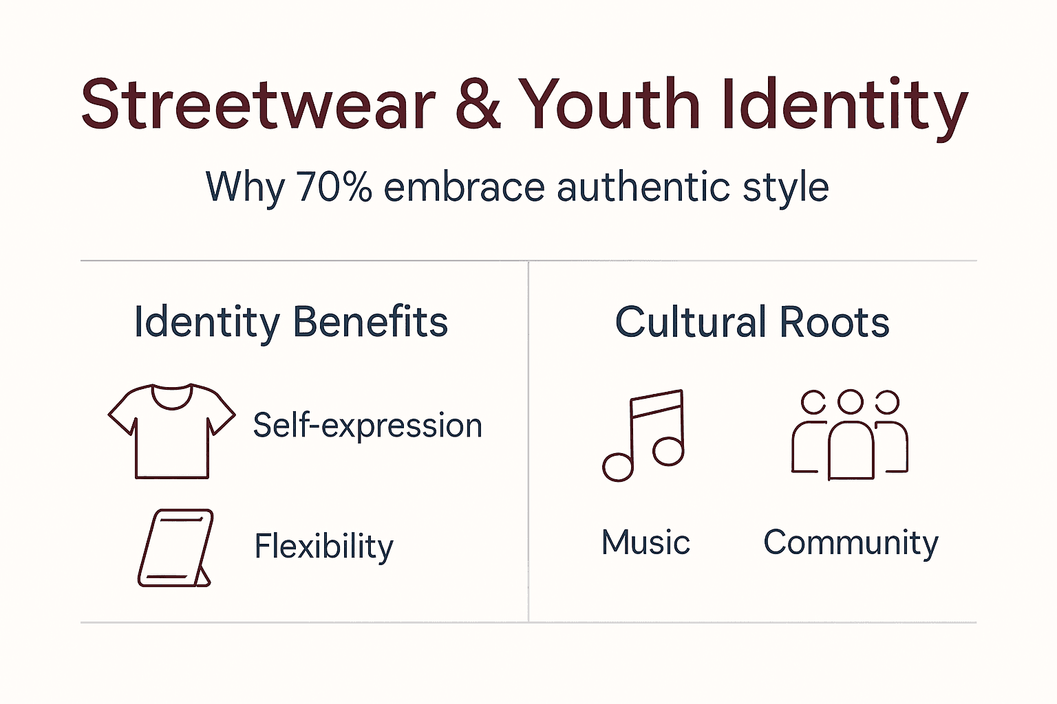 Streetwear youth identity infographic with key points