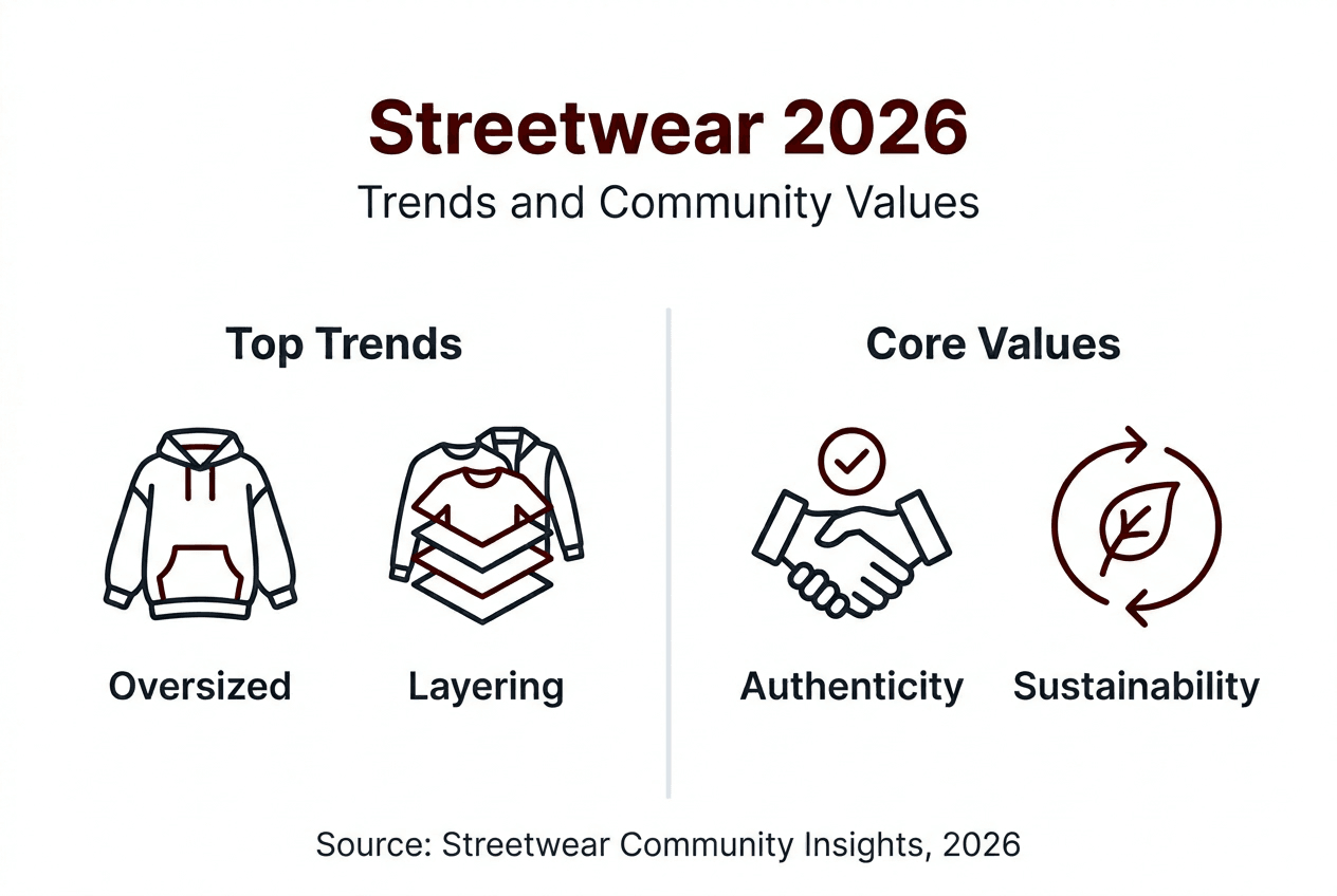 Infographic of streetwear 2026 trends and values