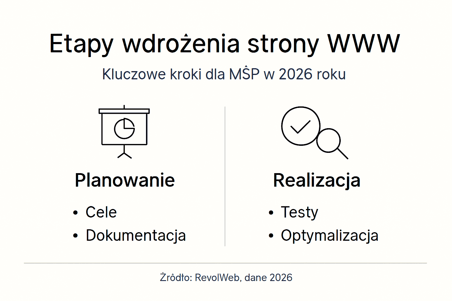 Grafika pokazująca najważniejsze etapy procesu wdrażania