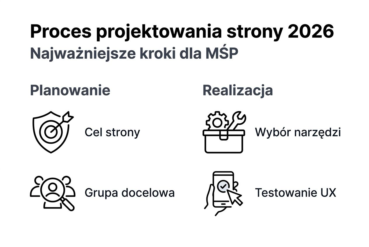 Na infografice zobaczysz krok po kroku, jak powstaje strona internetowa dla małych i średnich firm.
