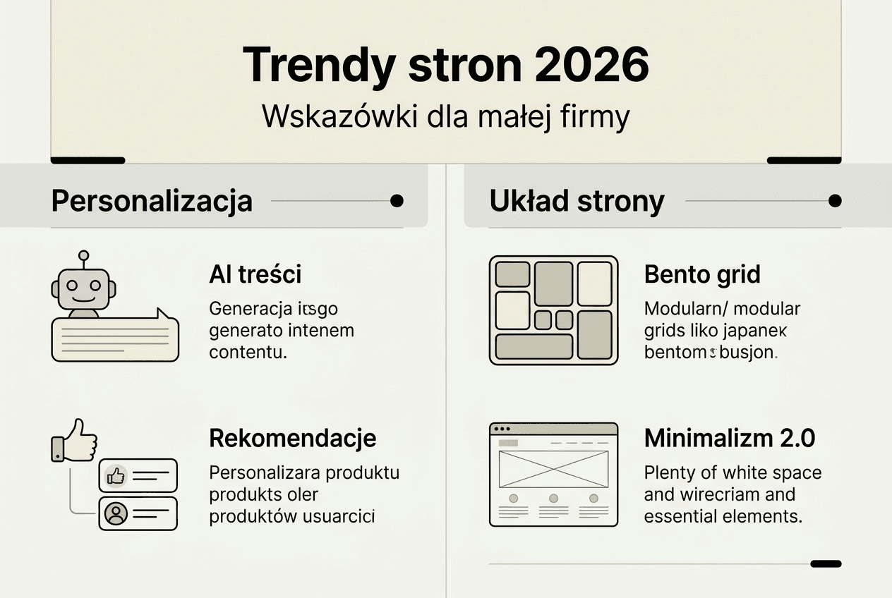 Infografika: najważniejsze trendy w projektowaniu stron internetowych na 2026 rok