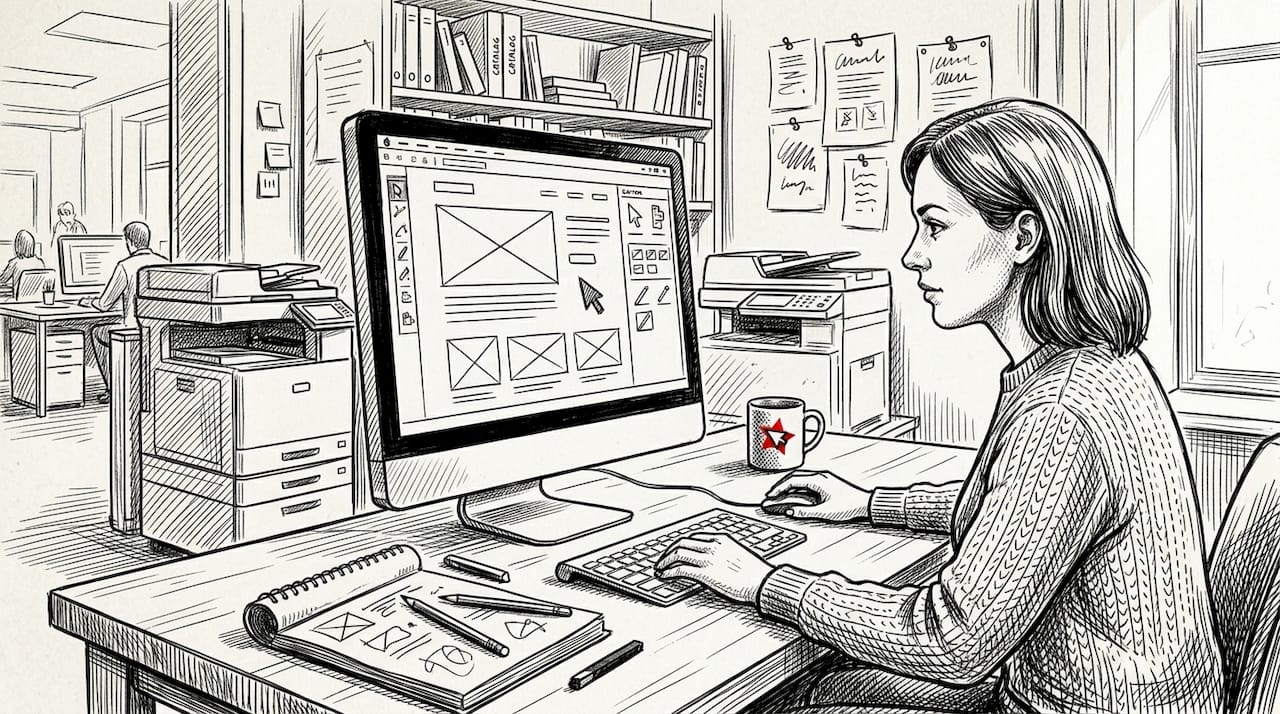 Graficzka pracuje nad ulepszeniem wyglądu strony internetowej.
