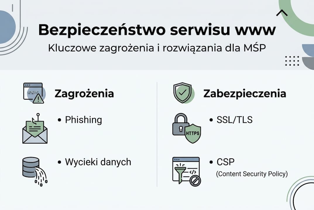 Infografika: najczęstsze zagrożenia dla stron internetowych i skuteczne metody ochrony