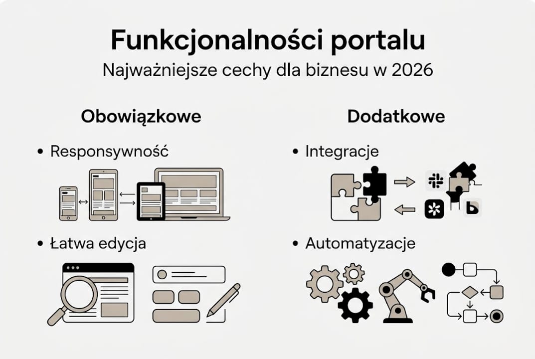 Grafika przedstawiająca najważniejsze możliwości portalu