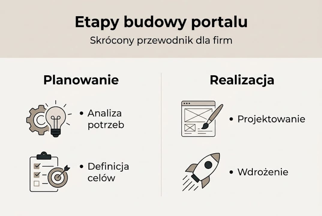 Schemat obrazujący kolejne kroki powstawania portalu