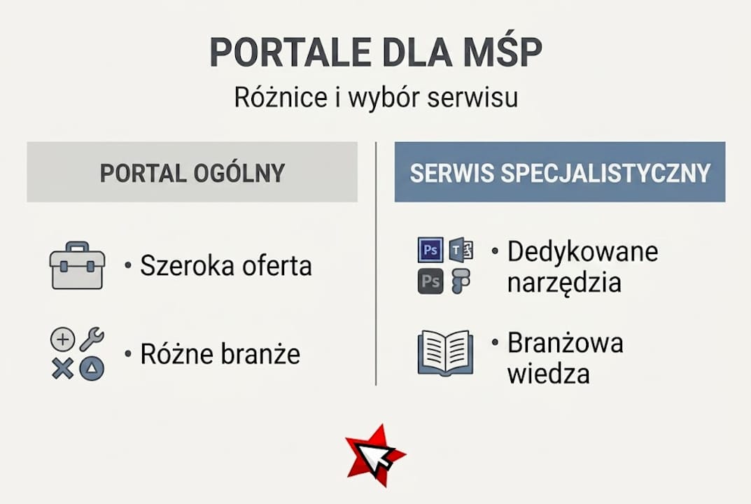 Na infografice zestawiono portale ogólnotematyczne z tymi skierowanymi do konkretnej grupy odbiorców.
