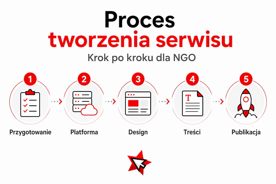 Infografika: krok po kroku jak stworzyć stronę internetową dla organizacji pozarządowej