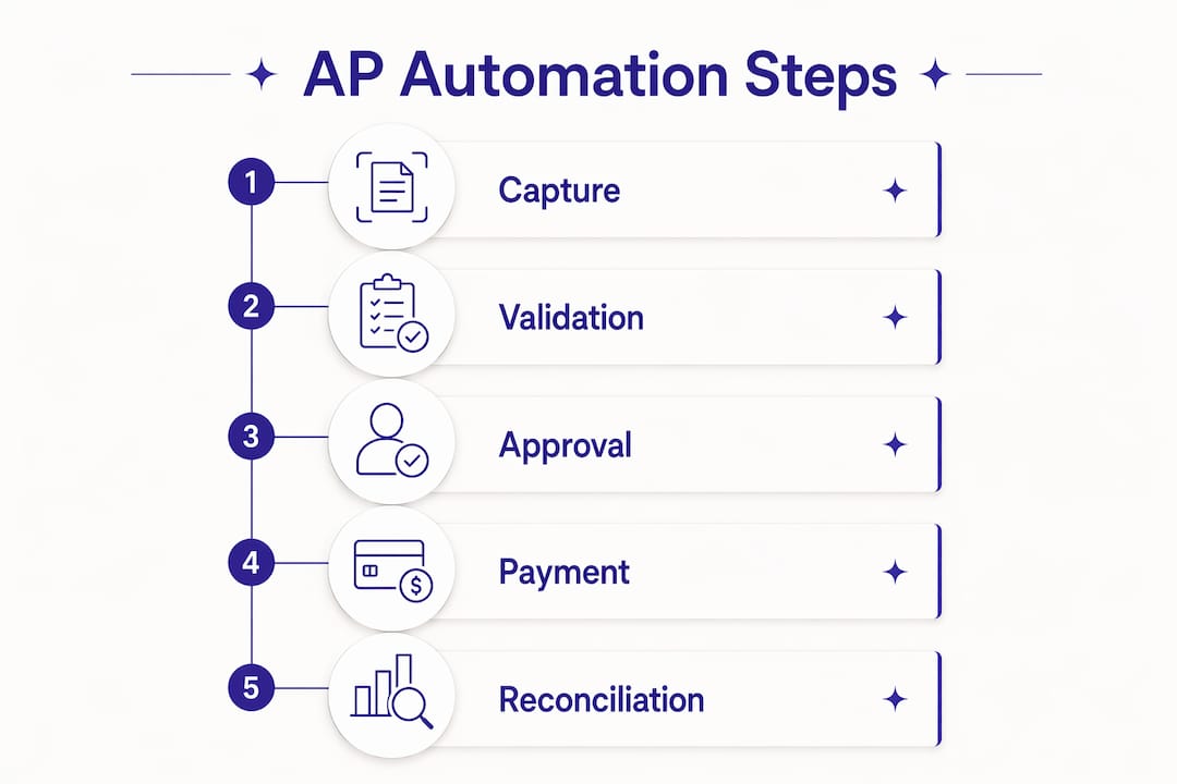 Infographic showing accounts payable automation steps