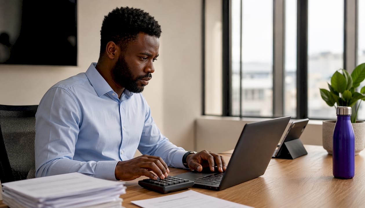 Finance professional working on expense automation