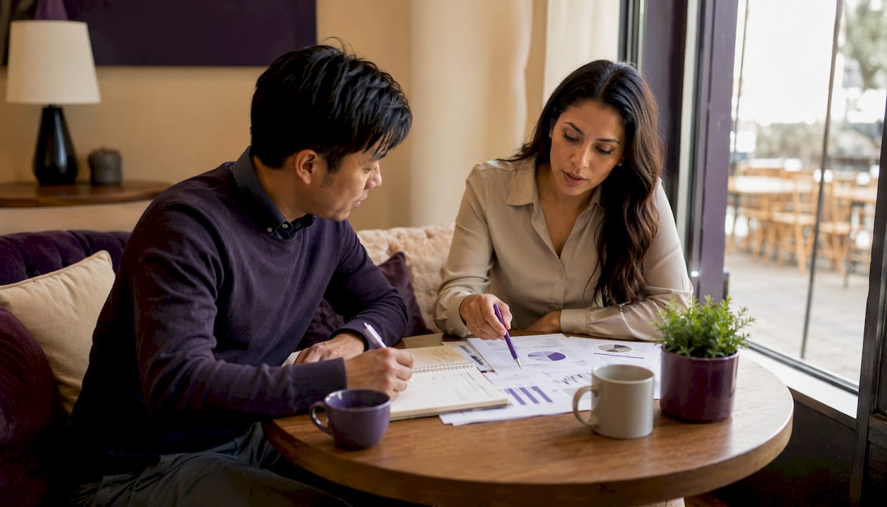 Finance team reviewing metrics reports in meeting