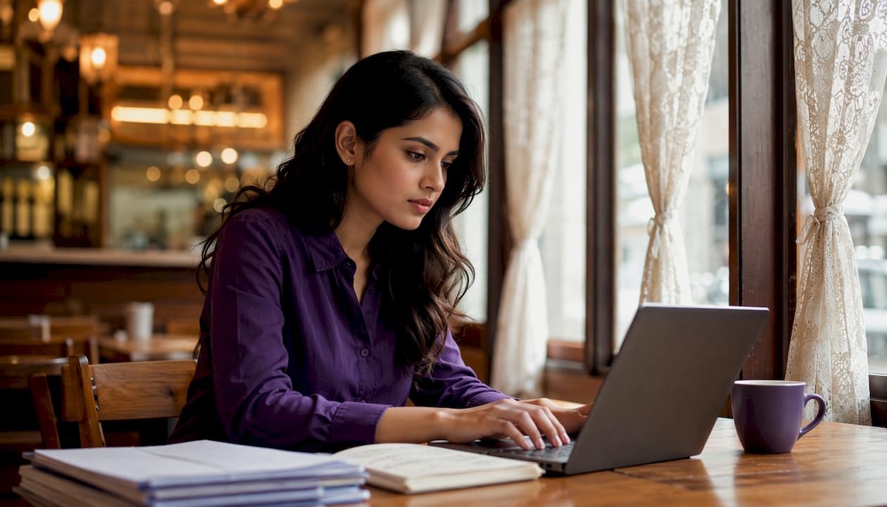 Small business owner working on accounts receivable