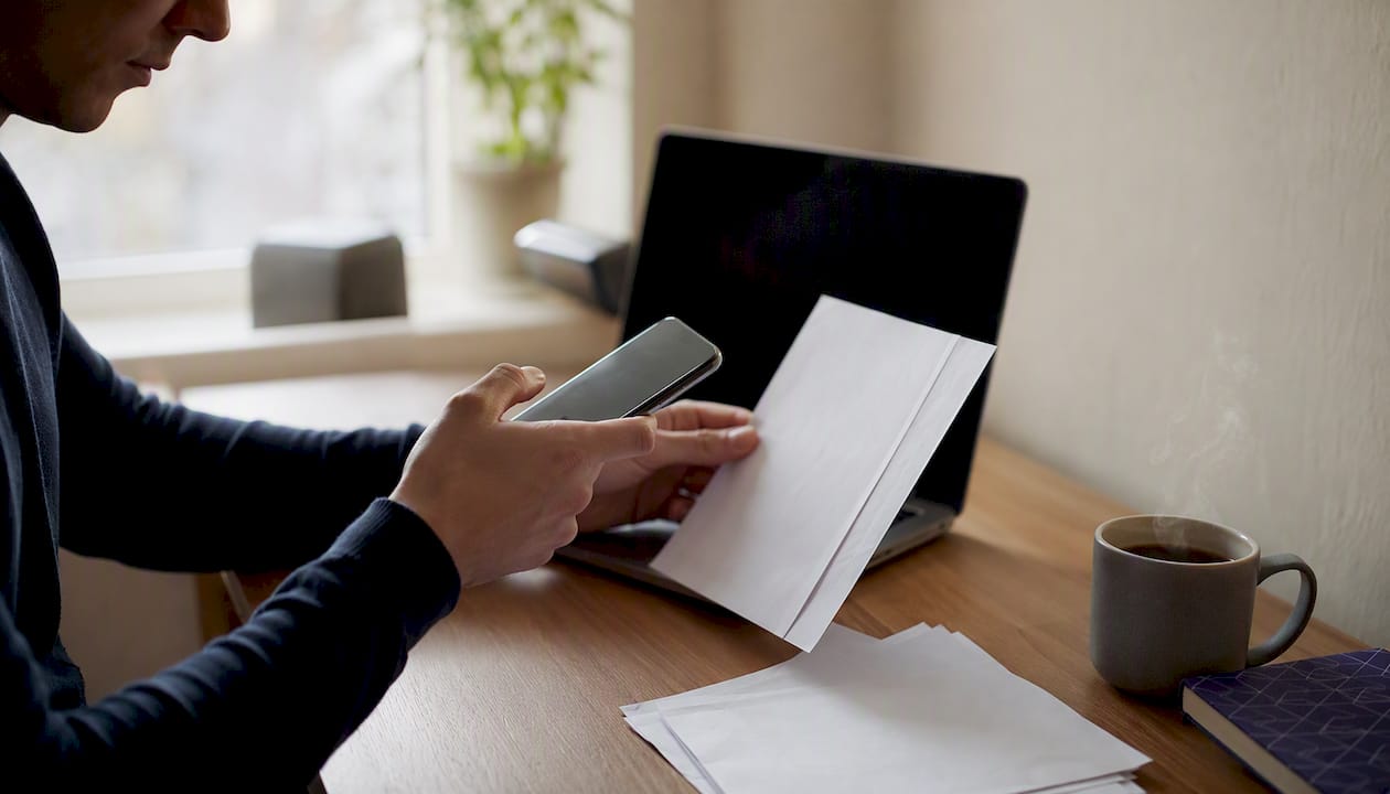 Finance professional scanning an invoice