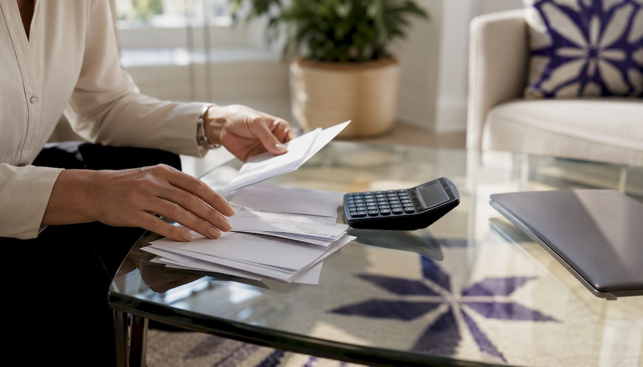 Hands scanning invoices with office scanner