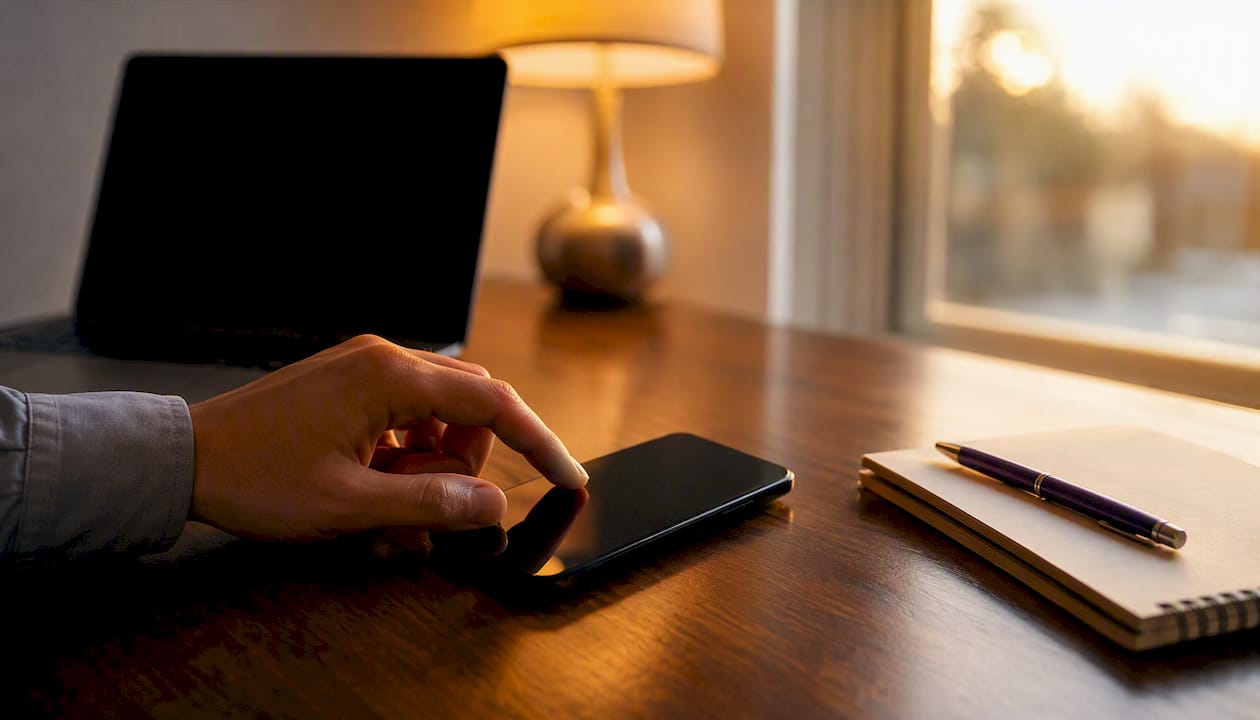 Hand preparing to scan digital invoice QR