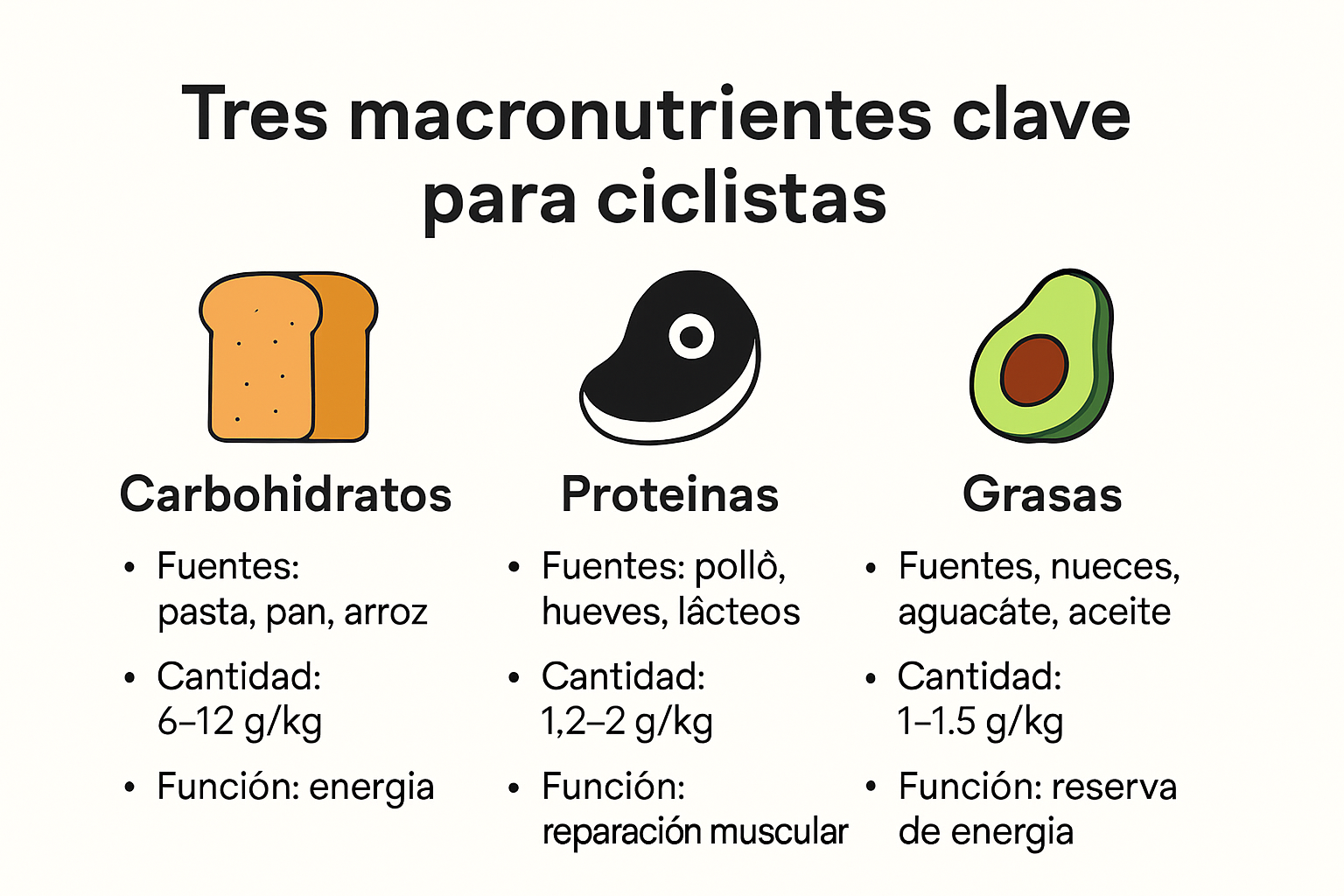 Estructura de macronutrientes en alimentación para ciclistas