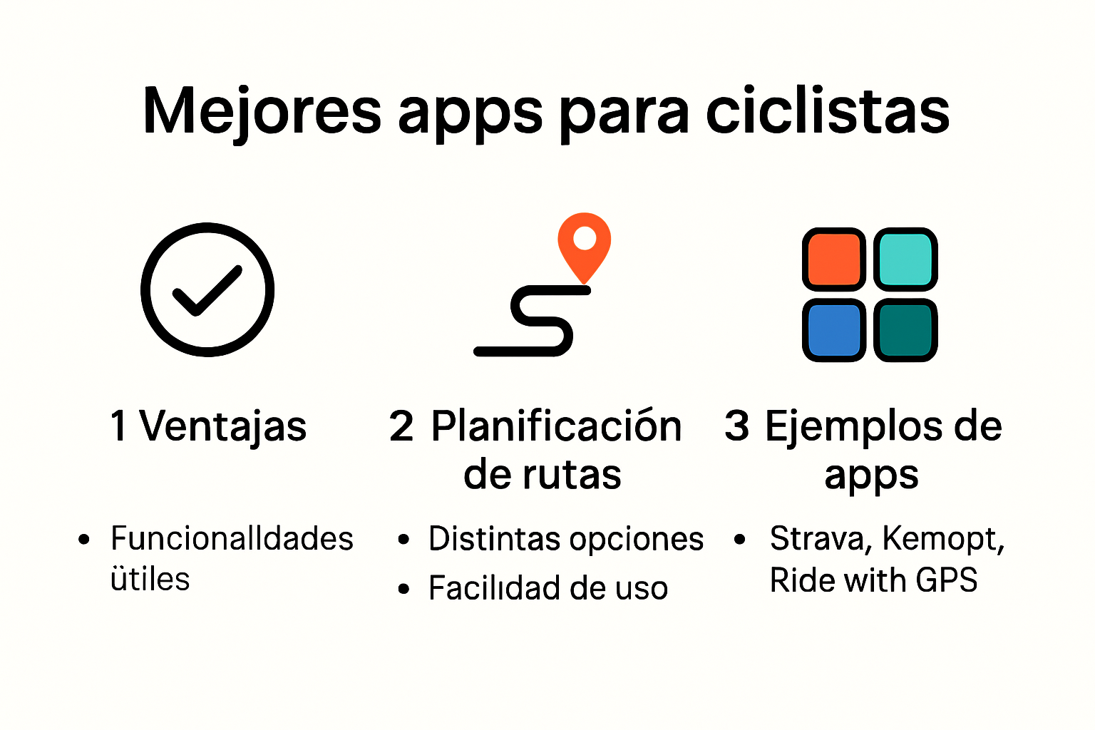 Infografía comparativa sobre apps para ciclistas y funciones clave