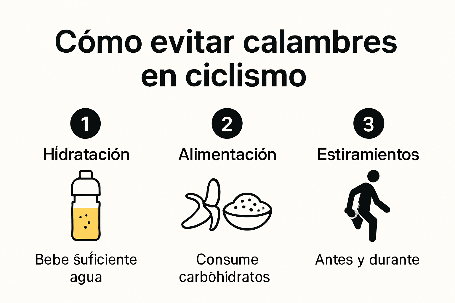 Infografía con tips para evitar calambres en ciclismo