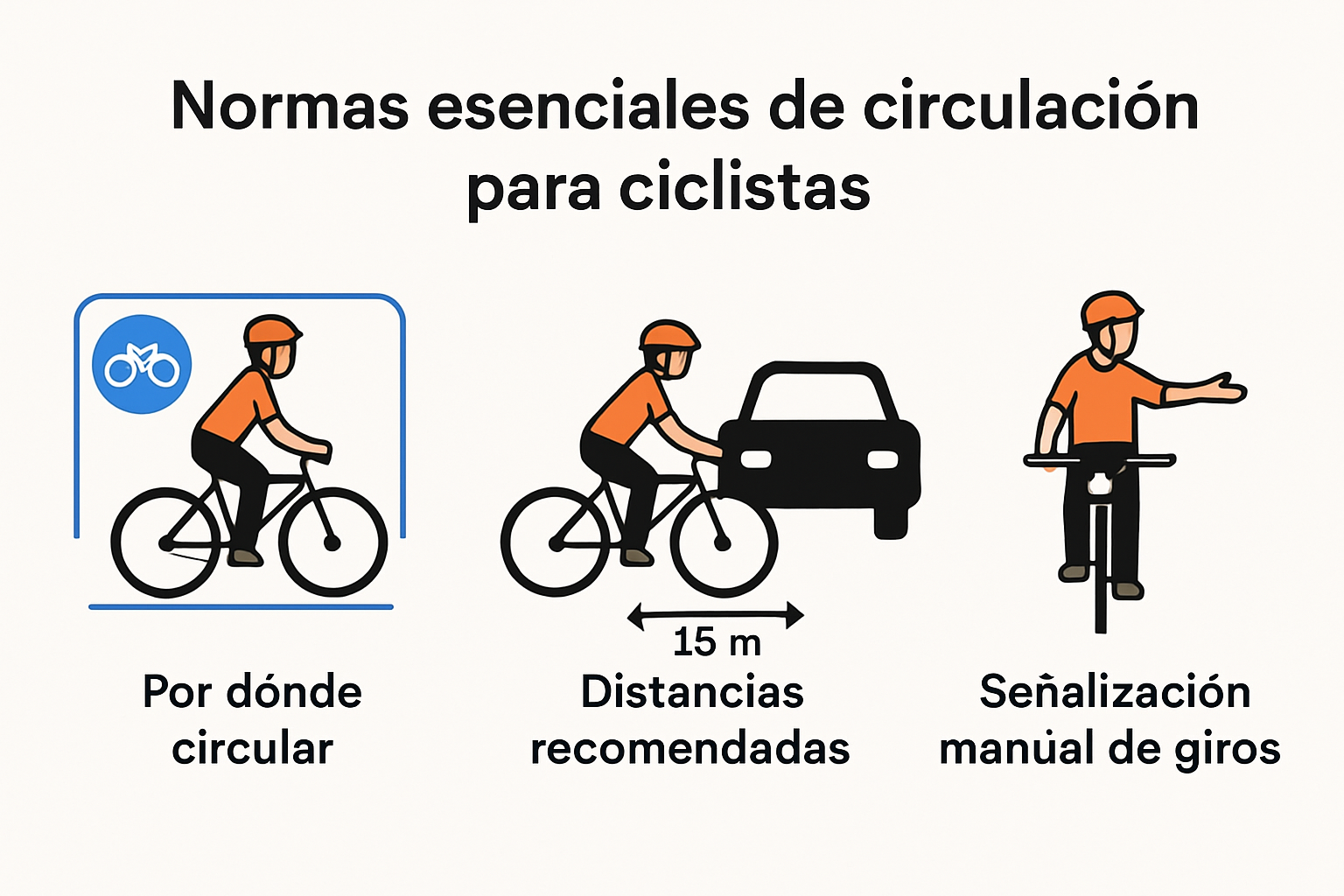 Normas básicas para circular en bicicleta de forma segura.