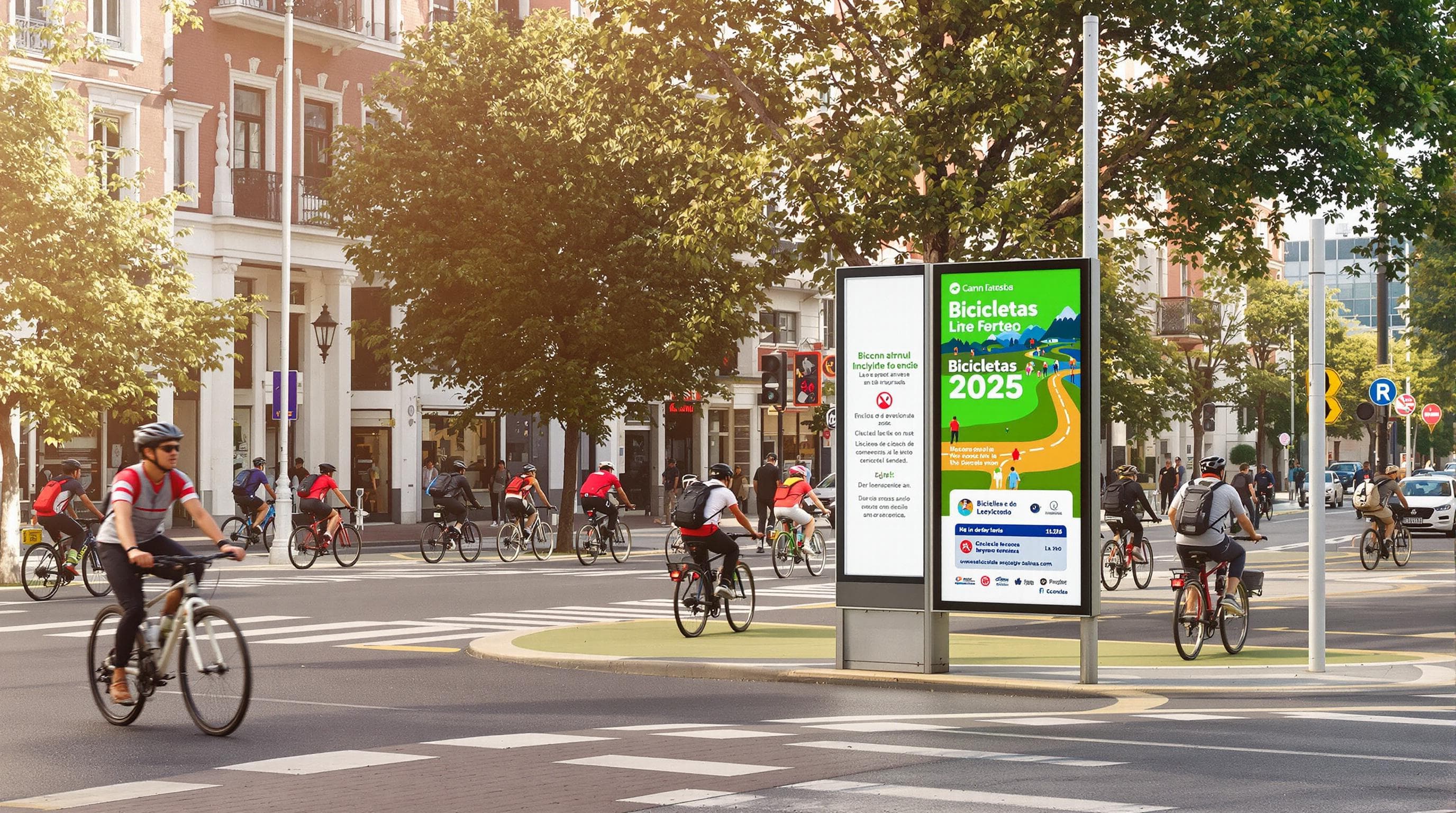 Cyclists ride diverse bikes on new Spanish city bike lanes