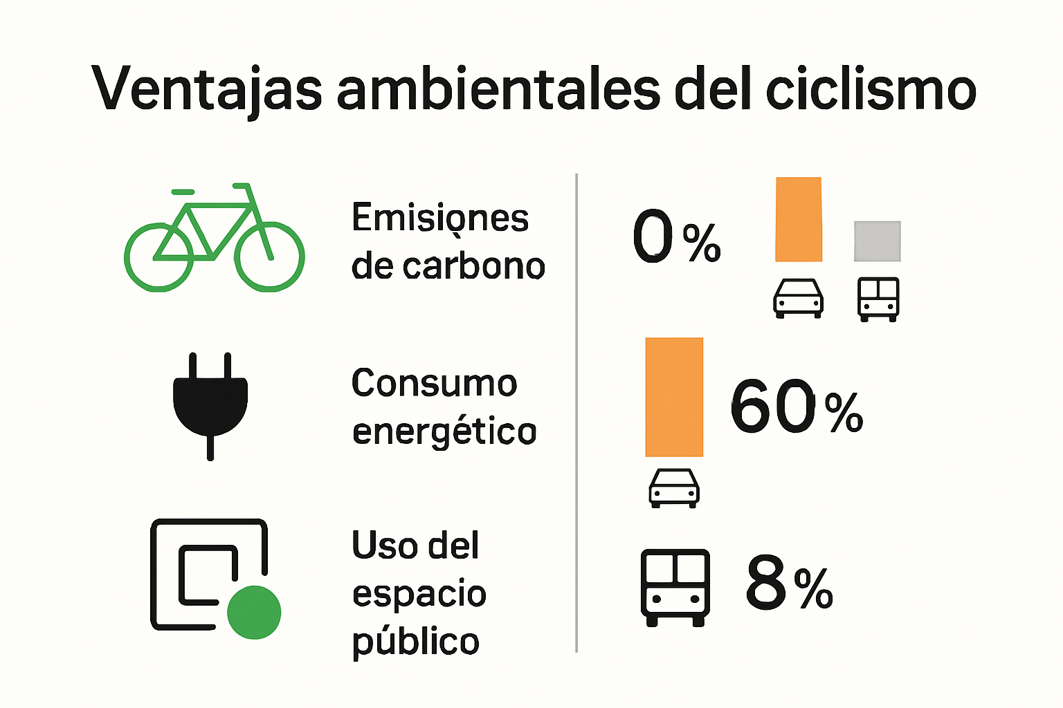 Infografía sobre impacto ambiental del ciclismo urbano